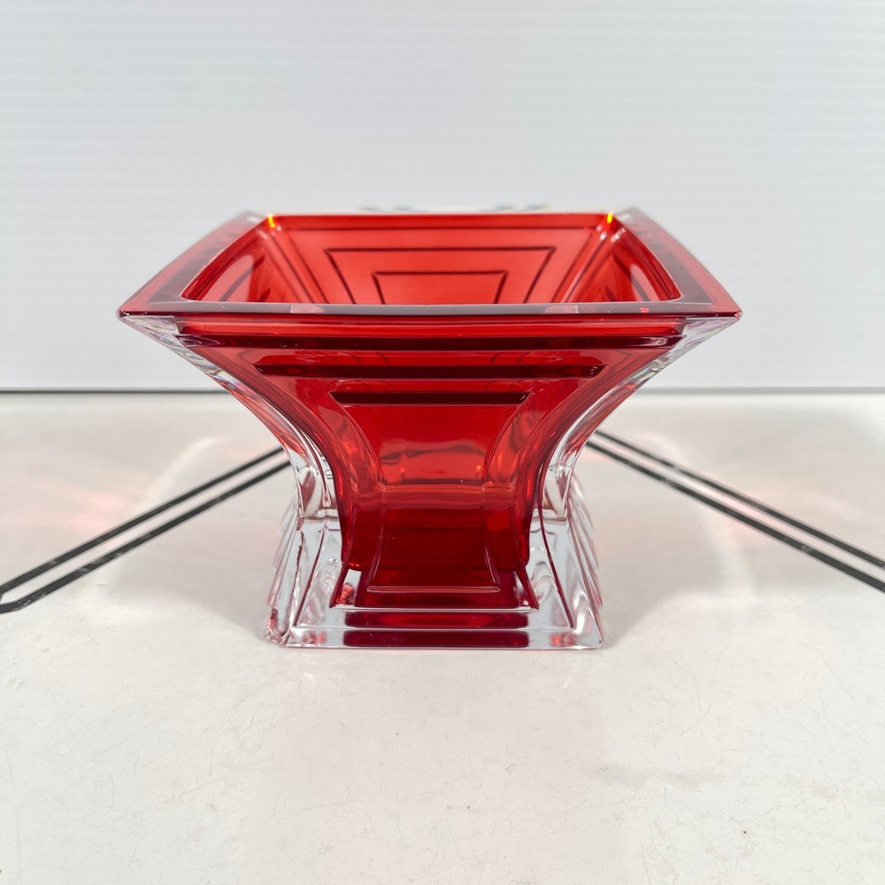 Mikasa City Lights Red Glass Votive Candle Holder‎ VT134/610 Czech Republic 3in